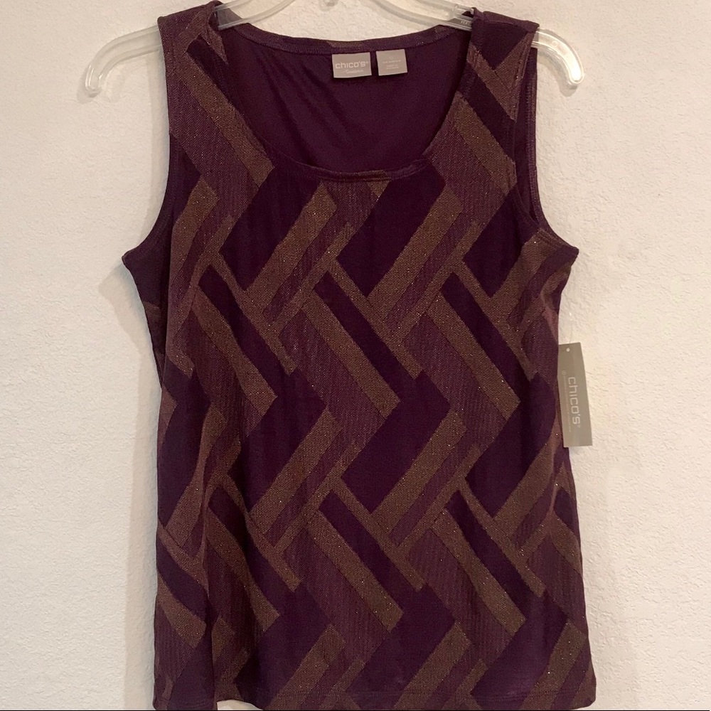 Chico’s Travelers Lurex Jacquard Tank